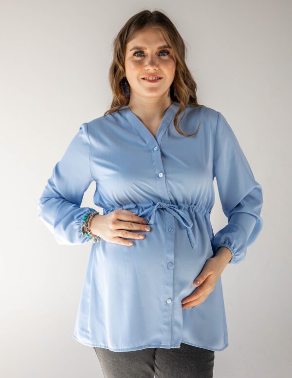 Long Sleeves Blouse with Tie-up Belt - M