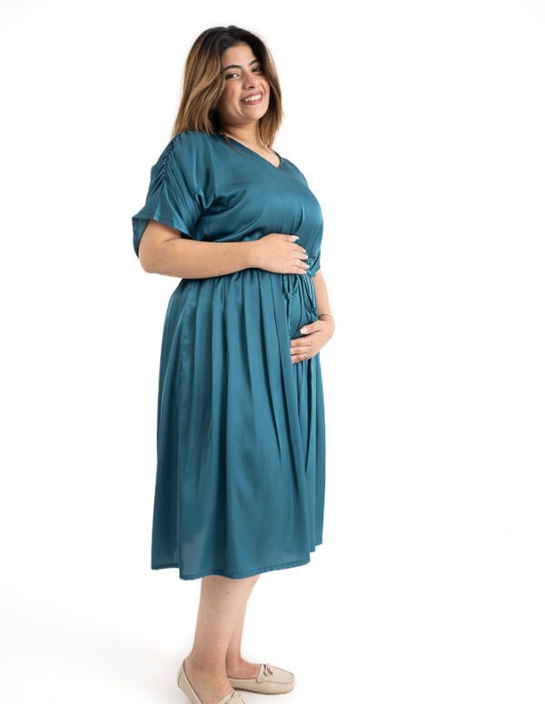 فستان ستان بكم مكشكش