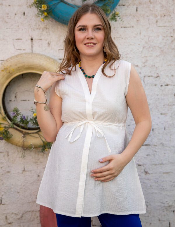 Tie-up belt Cut Ribbed Top - M, White