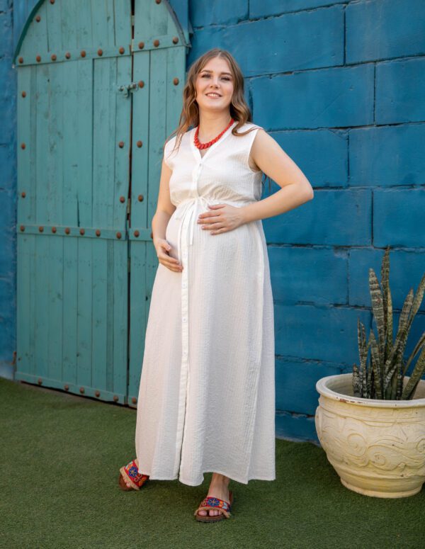 Maxi White Ribbed Dress - White, XXL