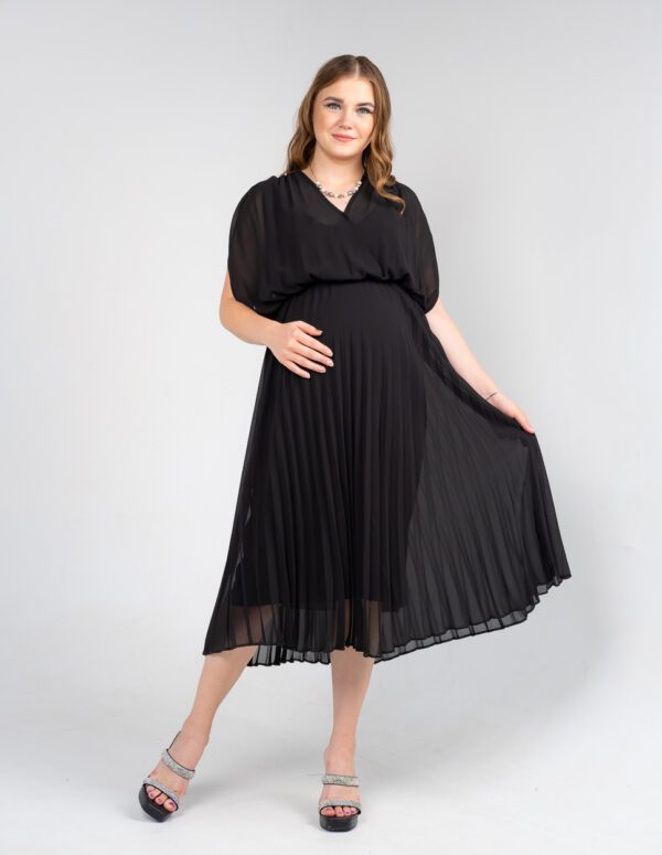 Chiffon Plissé Dress - S, Black