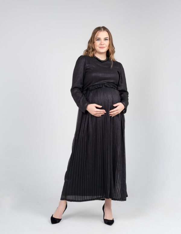 Silver Chiffon Plissé Dress - Black, S