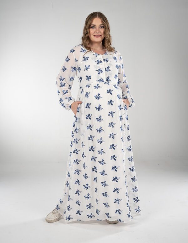 The Maxi embroidered dress - Blue, S
