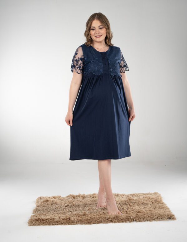 SM204 - Midi Gown - Dark Blue, XXL