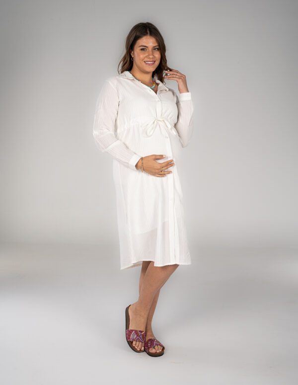The shirt ribbed summer dress - White, S