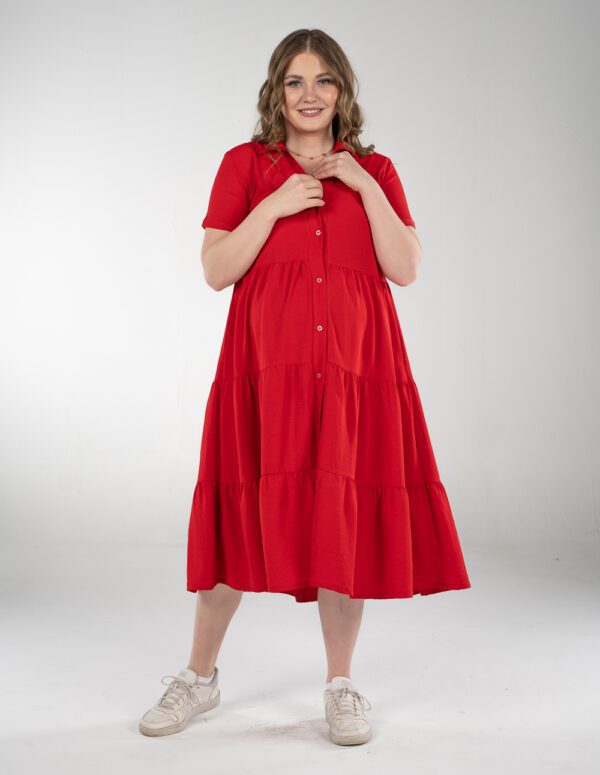 The fluffy midi soft dress - Red, S