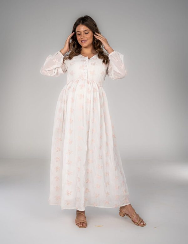 The Maxi embroidered dress - Pink, S