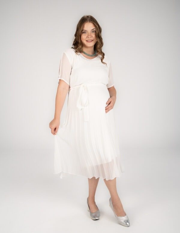 فستان ميدي شيفون أبيض شيفون أبيض كوكتيل