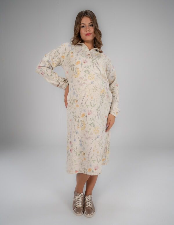 Seasonal Flowery Linen Midi Dress - S, Floral