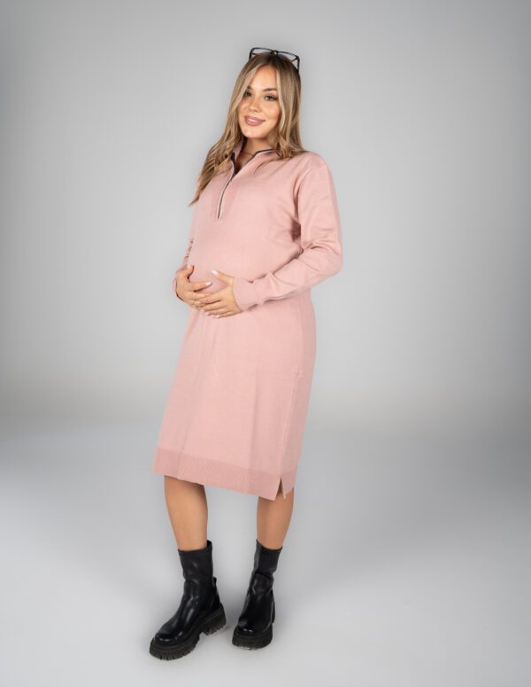 The Knit Zipper Dress - Pink, XXL