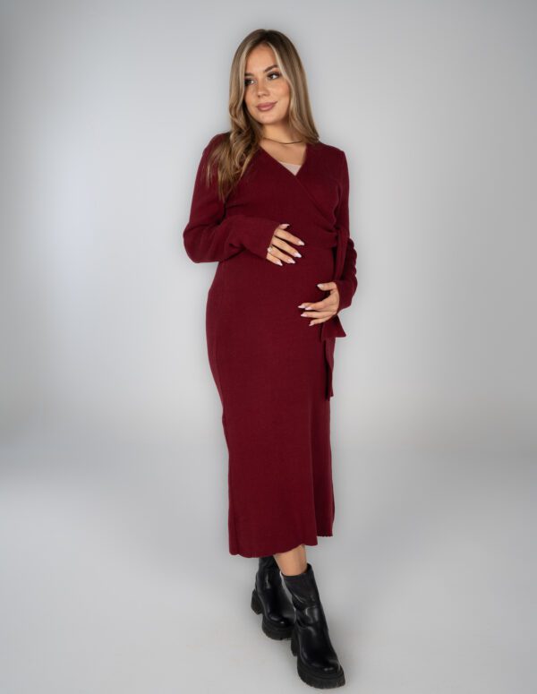 The Wrap Knit Dress - Red, XL