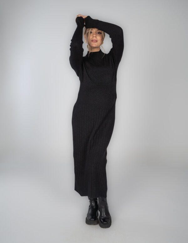 Plisse knitted Dress - Black, XXL