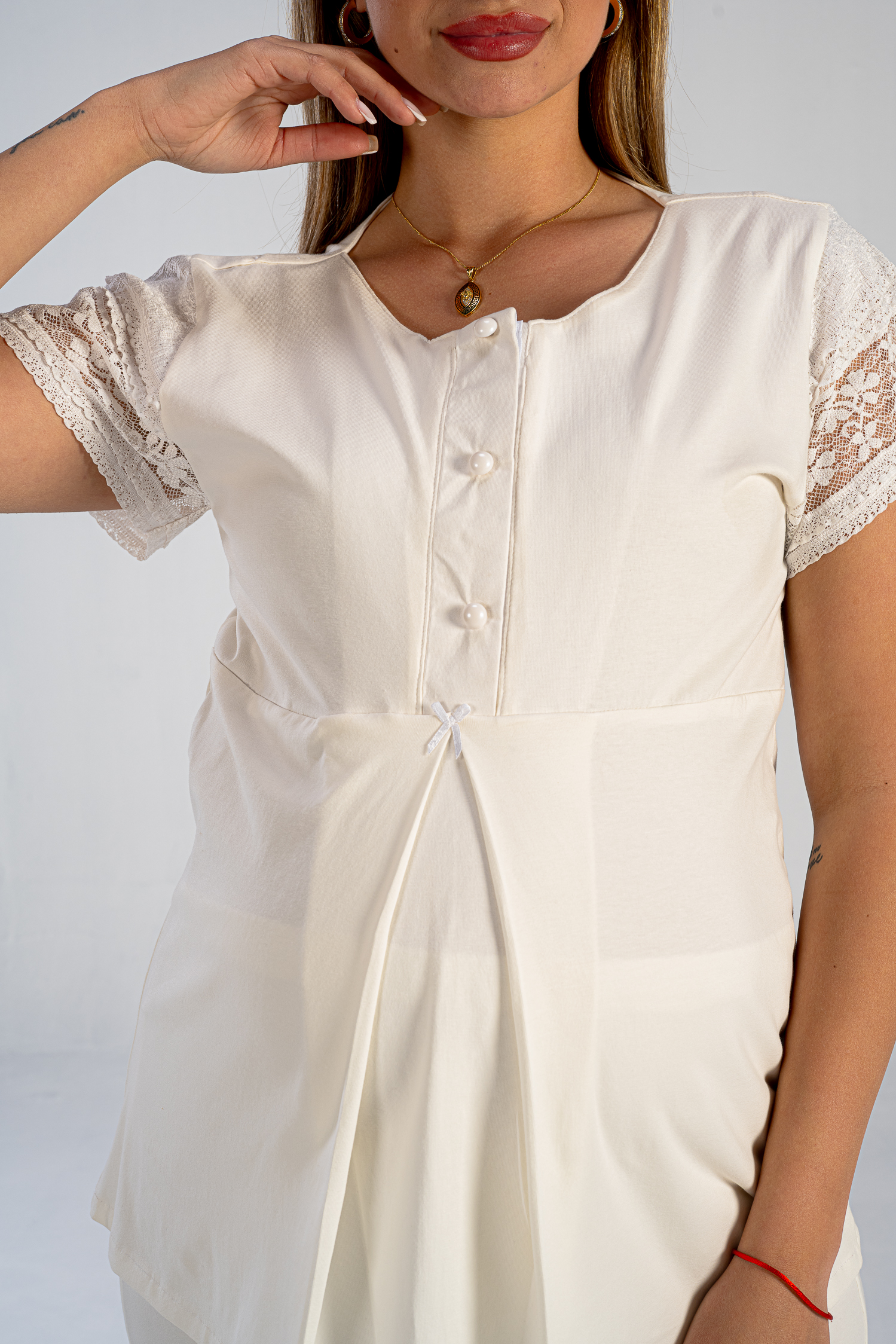 Summer maternity and nursing white pajama set shipping across all Egypt