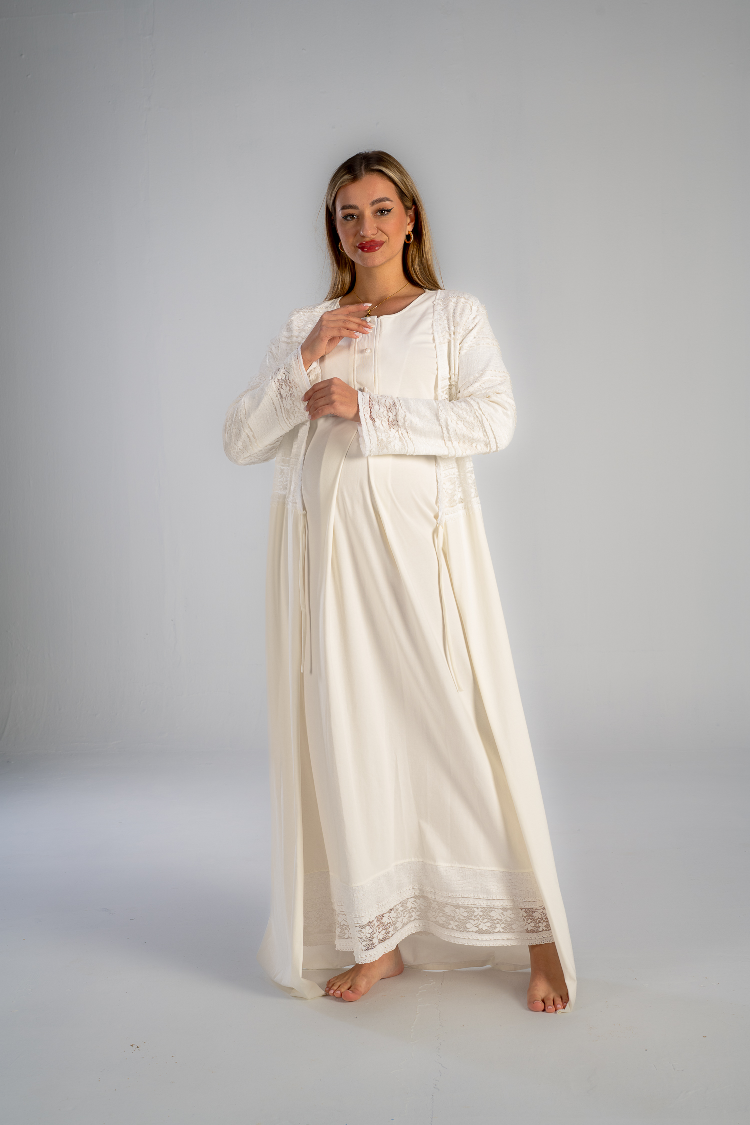 maternity nursing maxi gown set